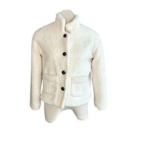 Few Moda Ivory Cozy Teddy Fleece Button Front Jacket Size Small